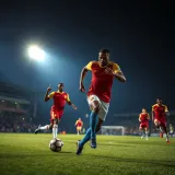 Exciting Africa Cup of Nations soccer match action under stadium lights