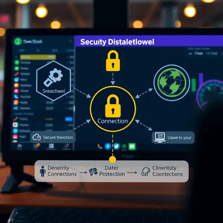 Diagram illustrating secure connection and data protection features for 1win desktop users in Nigeria