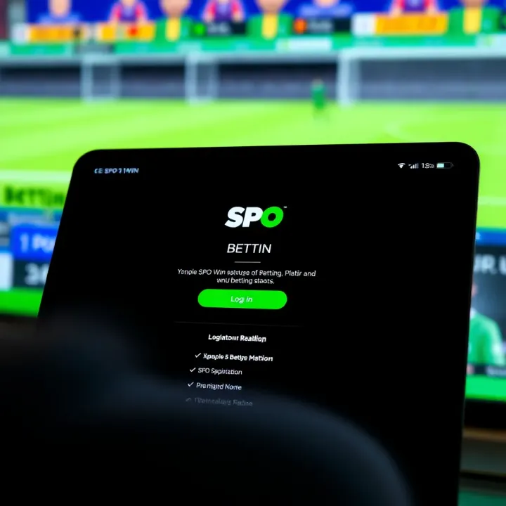 User interface showing login screen of SPO 1Win betting platform on a digital device