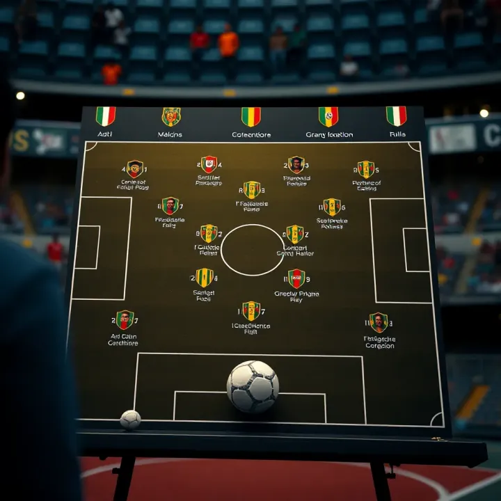 Tactical football board displaying strategies and formations relevant to AFCON teams