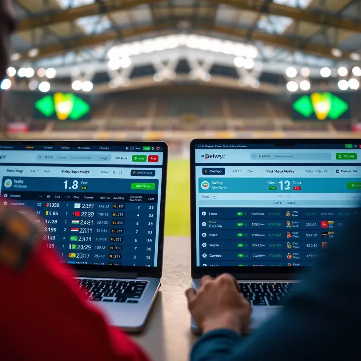 User interface comparison of two leading betting platforms showing odds and betting markets