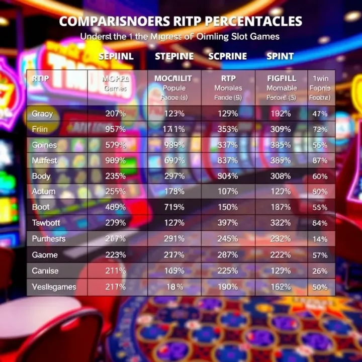 Chart comparing RTP percentages of various popular online slot games