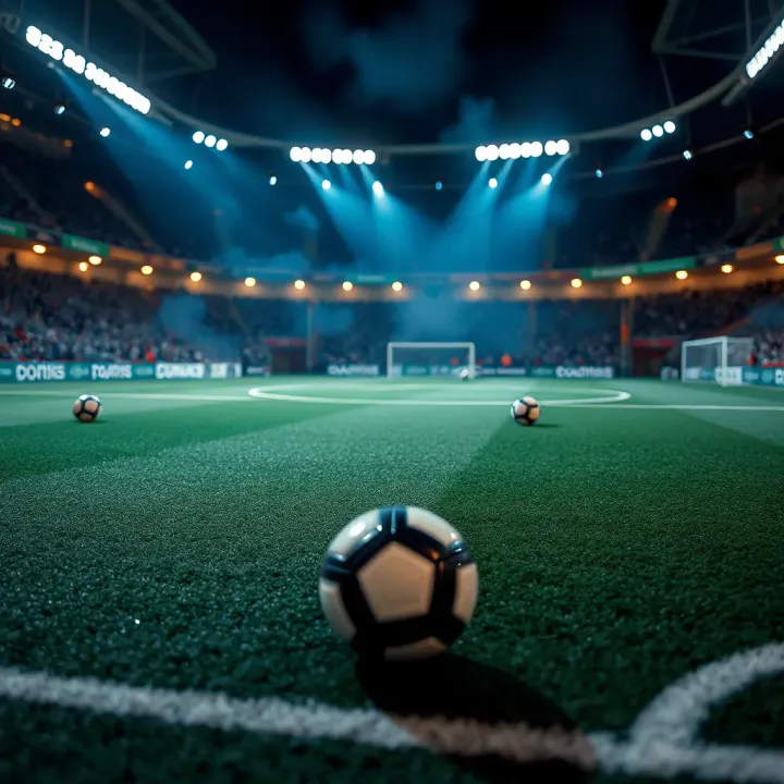 Football pitch with tactical lines and score prediction icons