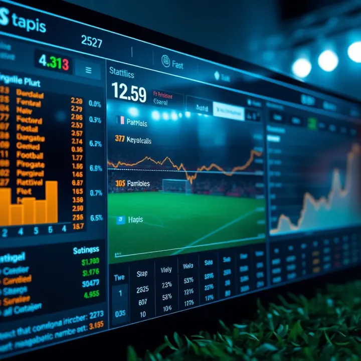 Detailed football match statistics displayed on a digital dashboard highlighting key performance indicators