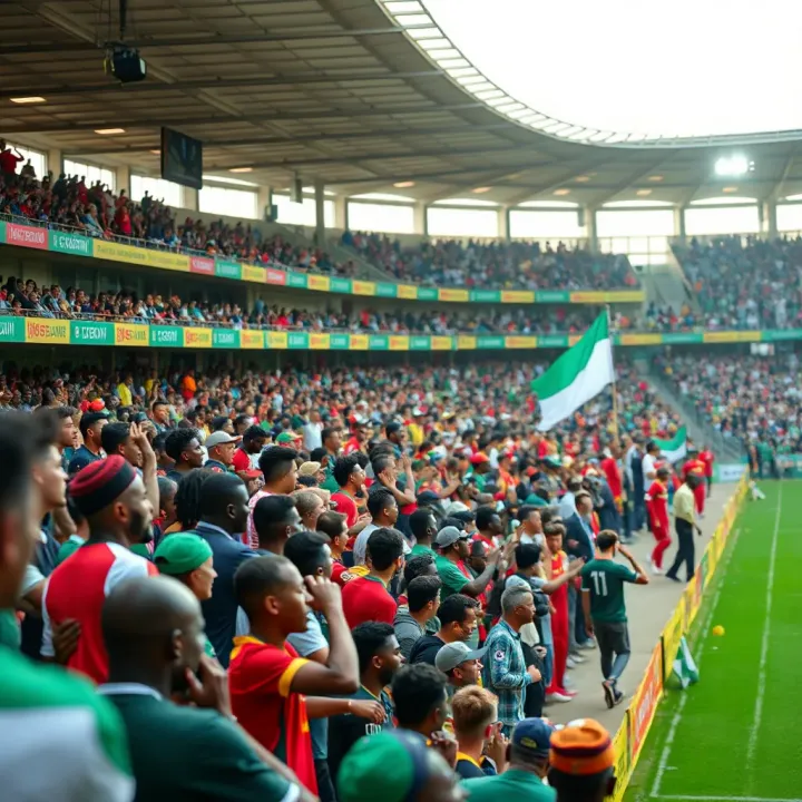Football stadium in Nigeria filled with enthusiastic fans during a live match