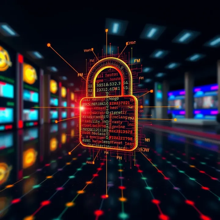 Illustration of a strong password concept featuring a lock and complex characters