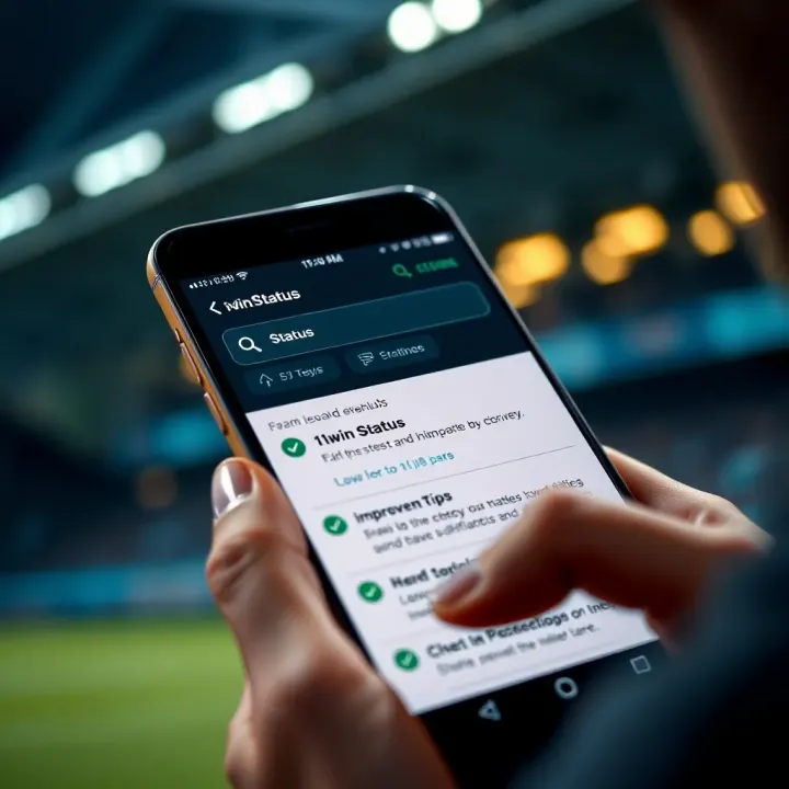 Mobile phone screen displaying status check options and improvement tips for a betting account