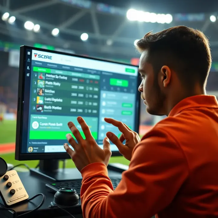 User interacting with a betting interface displaying odds and live football match details