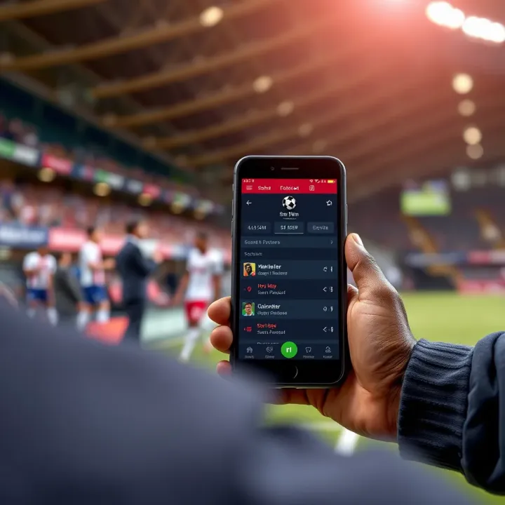Mobile device displaying live sports scores and betting options for Nigerian users