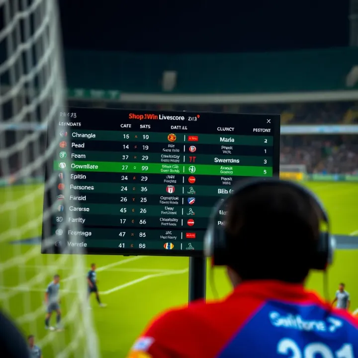 Live sports scoreboard showing ongoing match updates with team names and scores