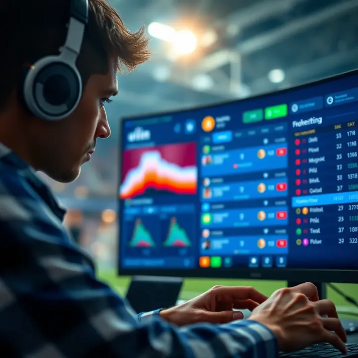 User engaging with an online betting platform showing live football match statistics and betting options