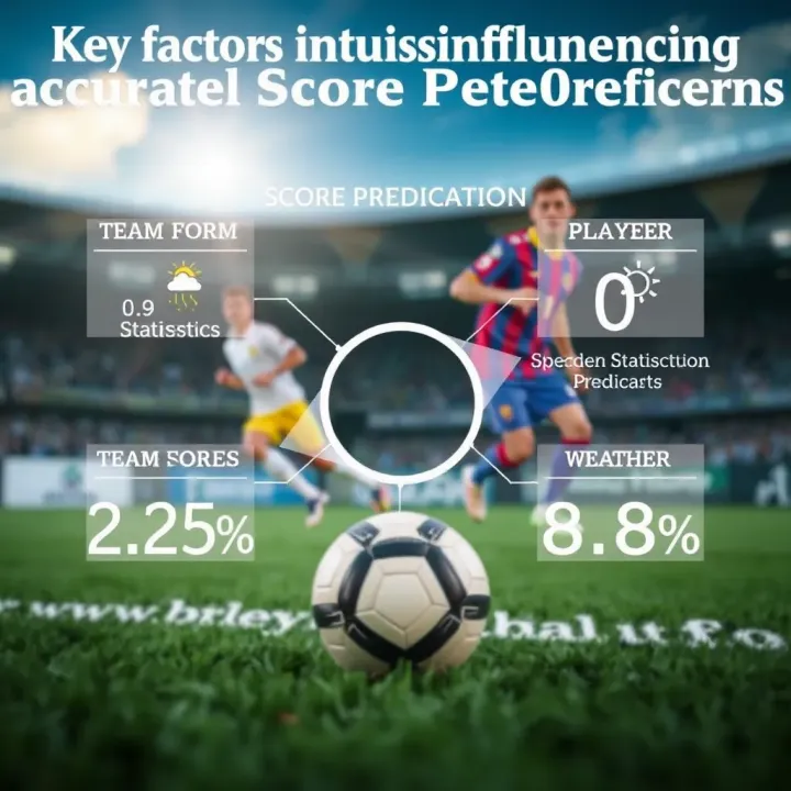 Diagram showing key factors influencing football match score predictions including team form, player statistics, and weather conditions