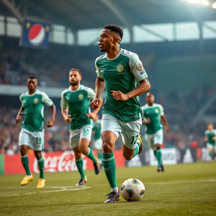 Super Eagles football team in action during a match