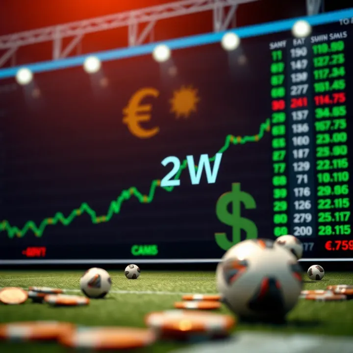 Graphical representation of football betting trends with Nigerian currency symbols