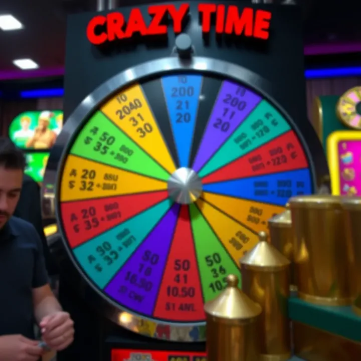 Colorful game wheel segments representing different payout odds and multipliers