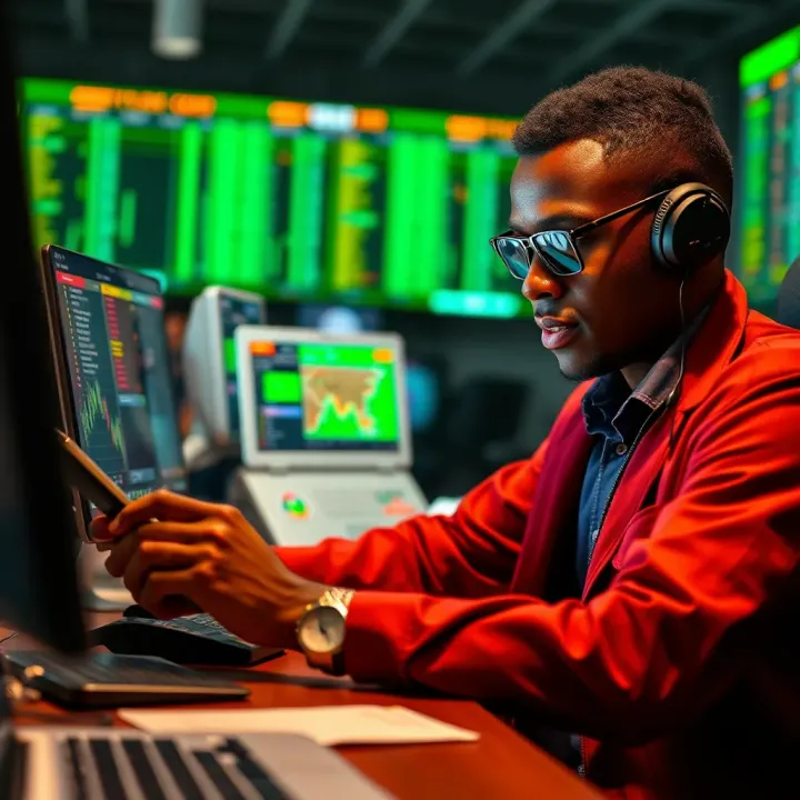 Trader reviewing reliable sources of aviator signals on multiple devices