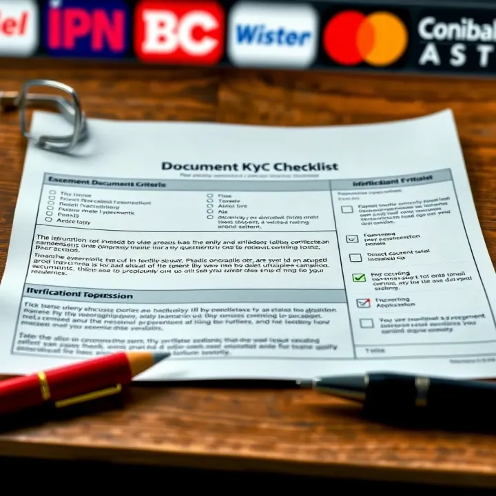Document verification checklist with identification papers and instructions for online submission
