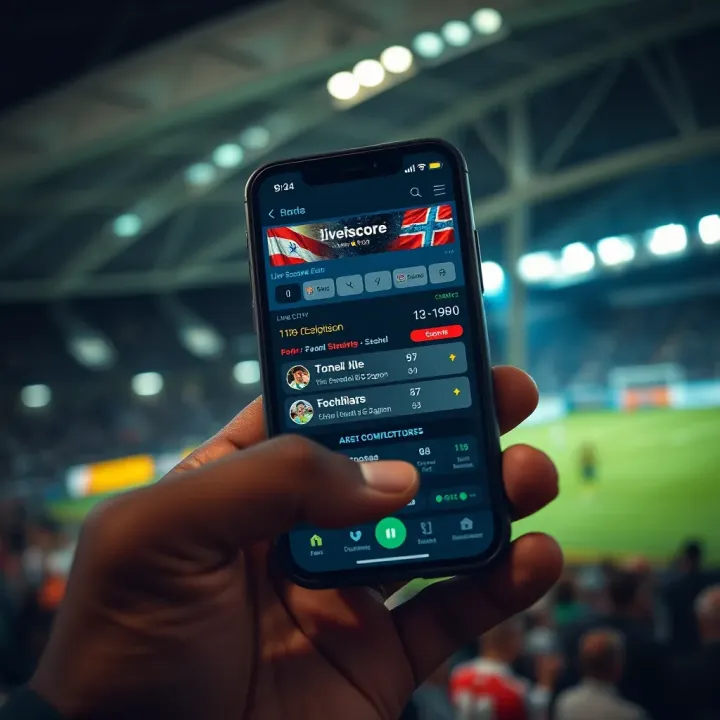 Live sports match scoreboard displaying real-time updates on a mobile device