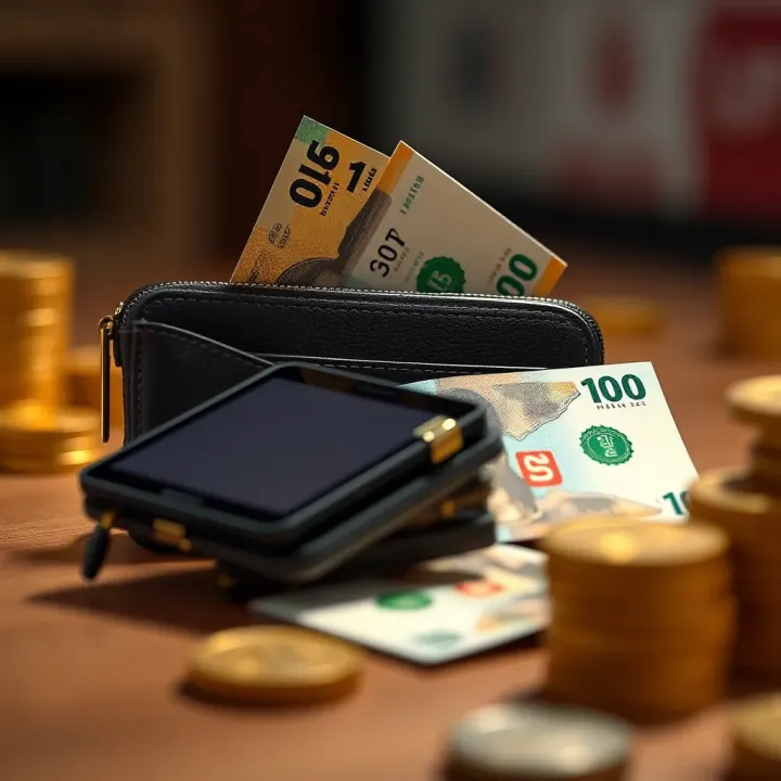 Illustration of a digital wallet with Nigerian currency notes symbolizing successful withdrawal of bonuses